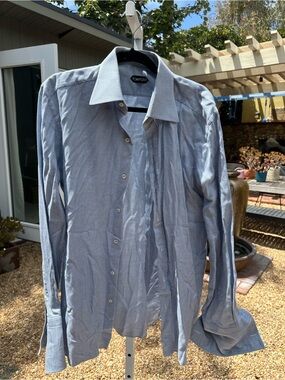 Tom Ford Light Blue Micro-Check Men's Dress Shirt